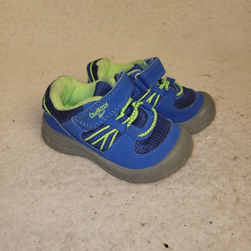 OshKosh B'gosh Toddler Water Shoes Blue‎ Green Hook Loop Size 5 EU 20
